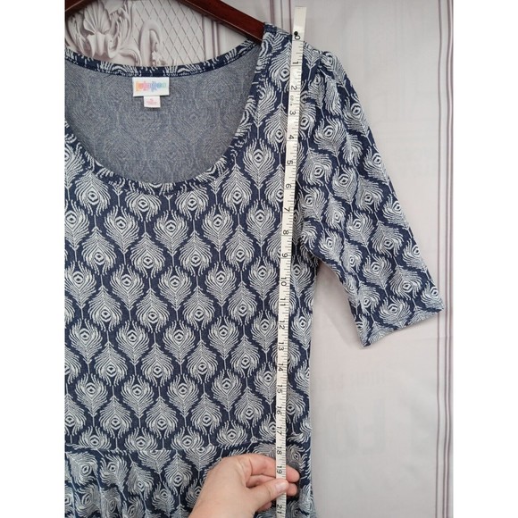 LuLaRoe Dress Size S Drop Waist Fit & Large Flare Skirt 3/4 Sleeves Peacock EUC - Picture 11 of 16